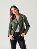 Sage Faux Leather Biker Jacket