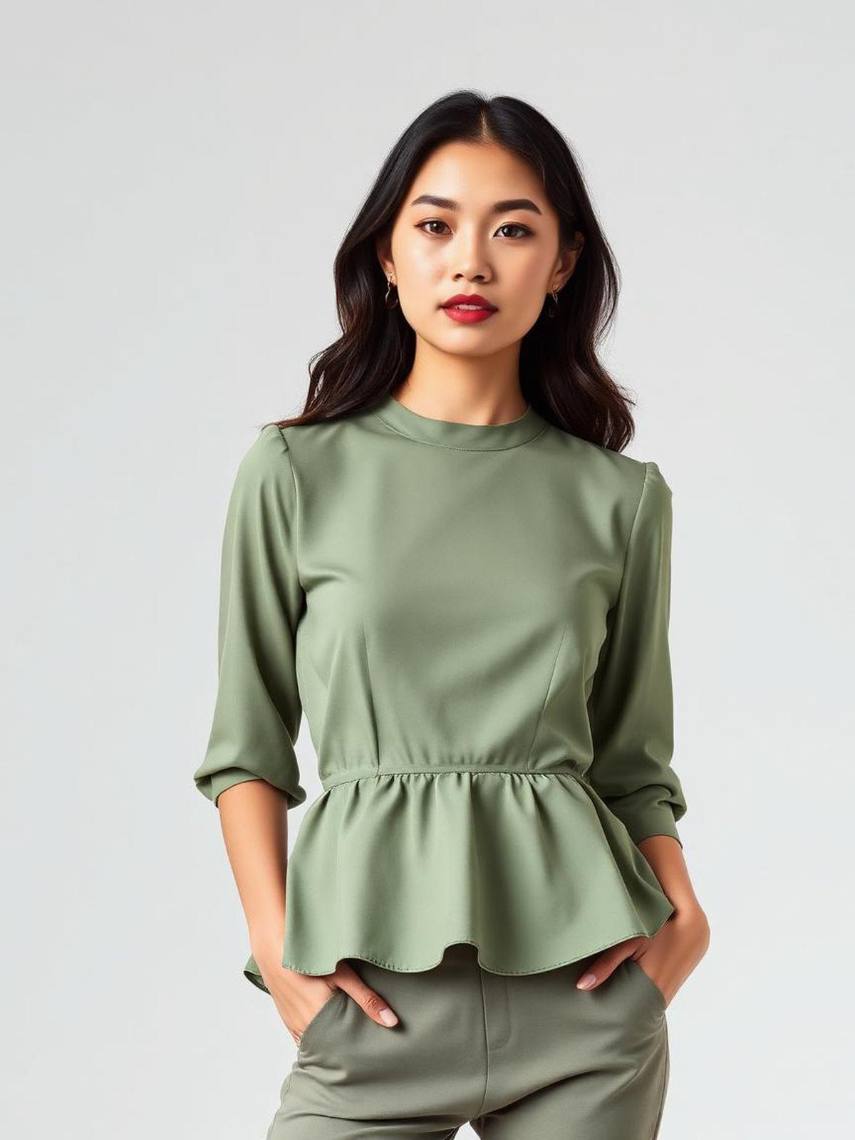 Sage Peplum Blouse