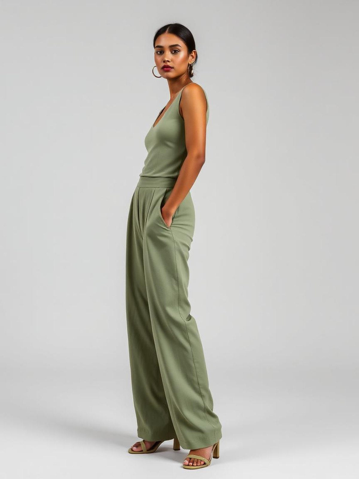 Sage Wide Leg Trousers