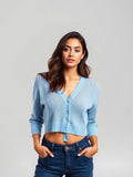 Sky Blue Cropped Cardigan