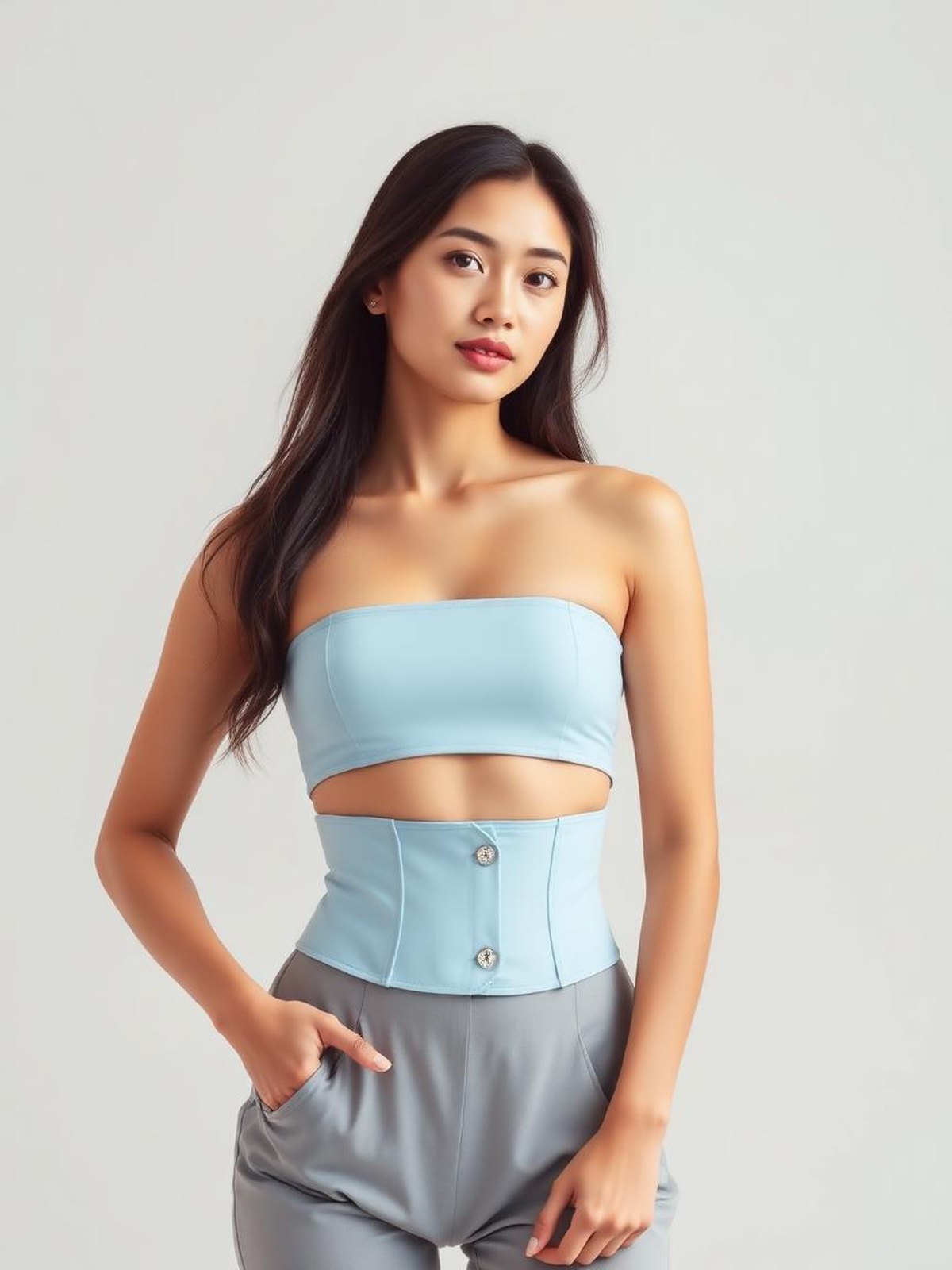 Sky Blue Cropped Corset Top