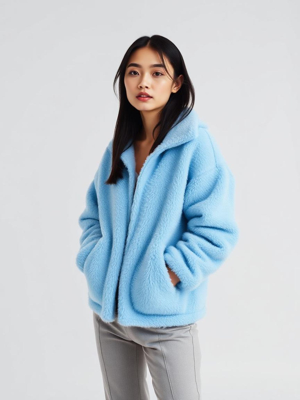 Sky Blue Teddy Fleece Jacket