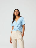 Sky Blue Twist Front Top