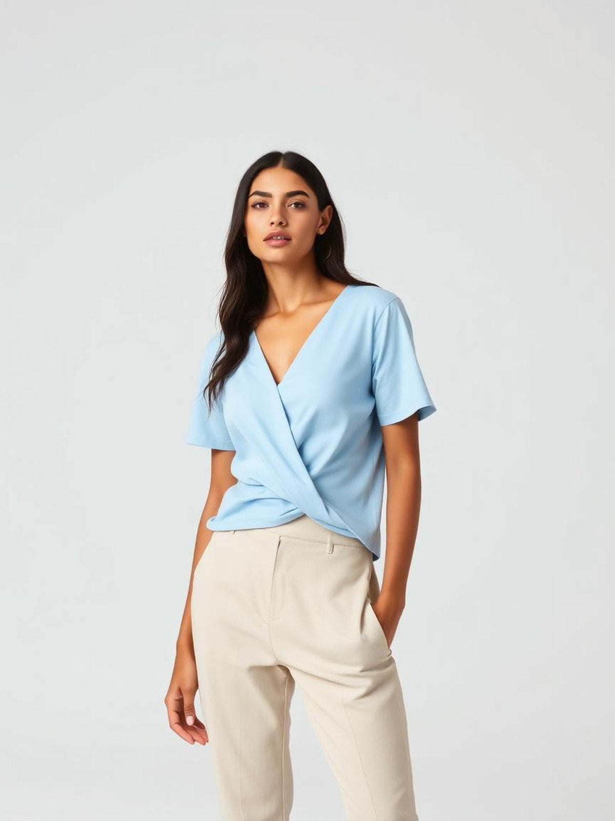 Sky Blue Twist Front Top
