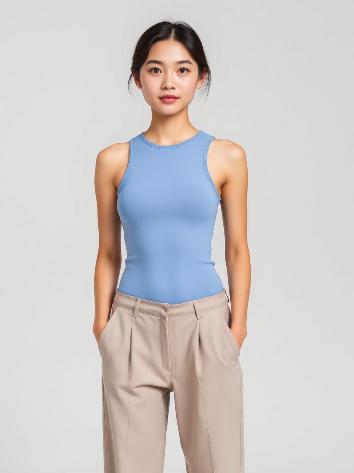 Sleeveless Bodysuit — Light Blue
