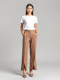Split-Hem Trousers — Taupe