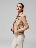 Stone Faux Leather Biker Jacket