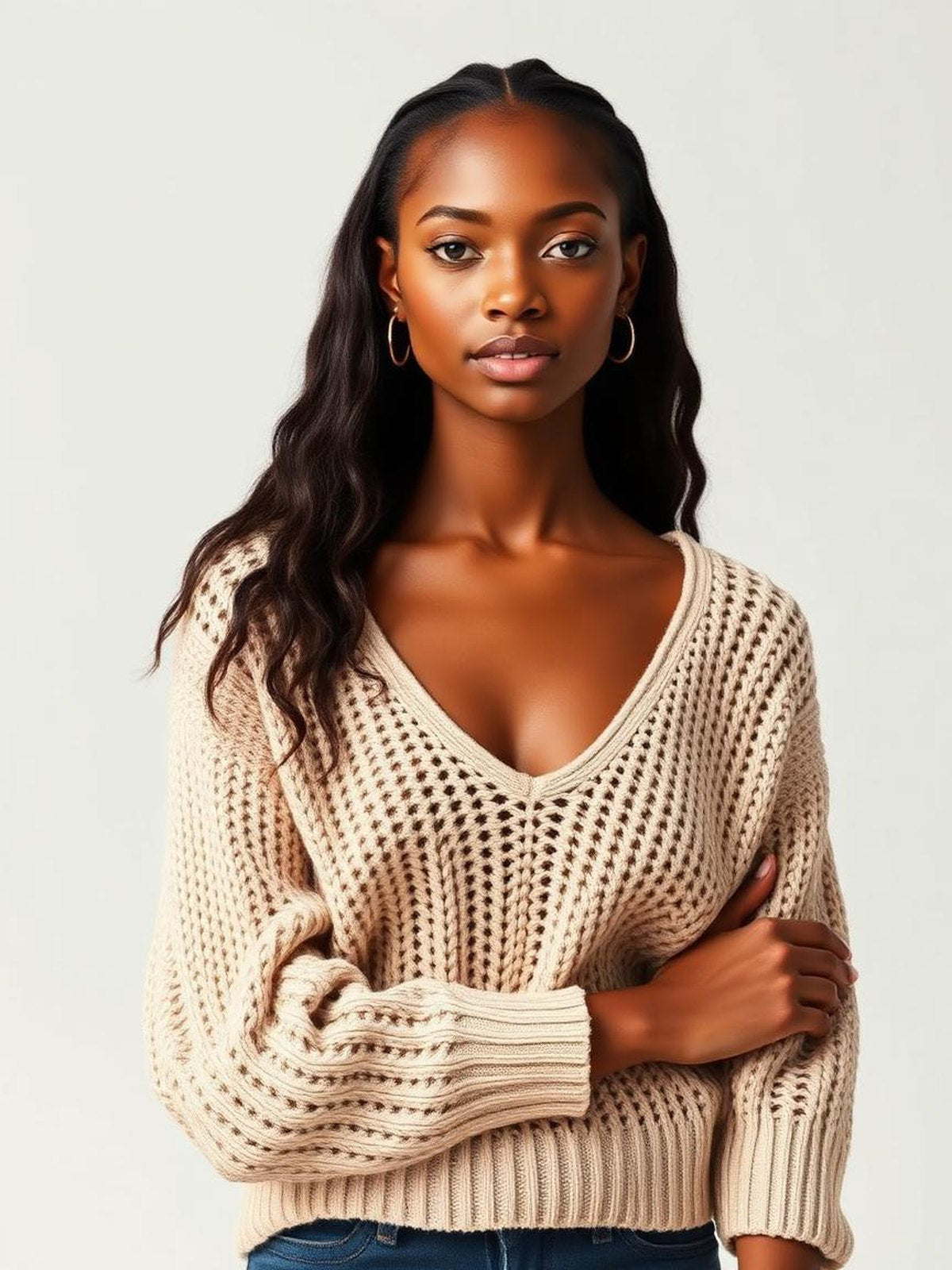 Stone Open Knit Summer Sweater