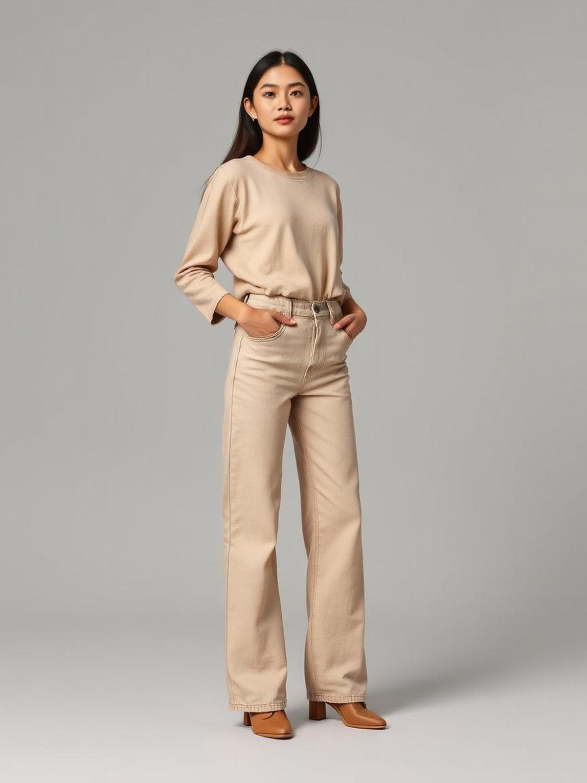 Stone Wide Leg Jeans