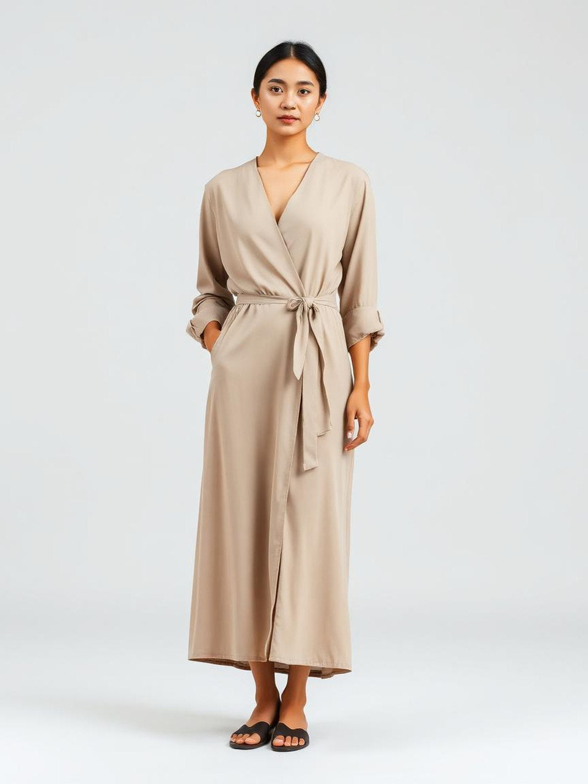 Stone Wrap Midi Dress