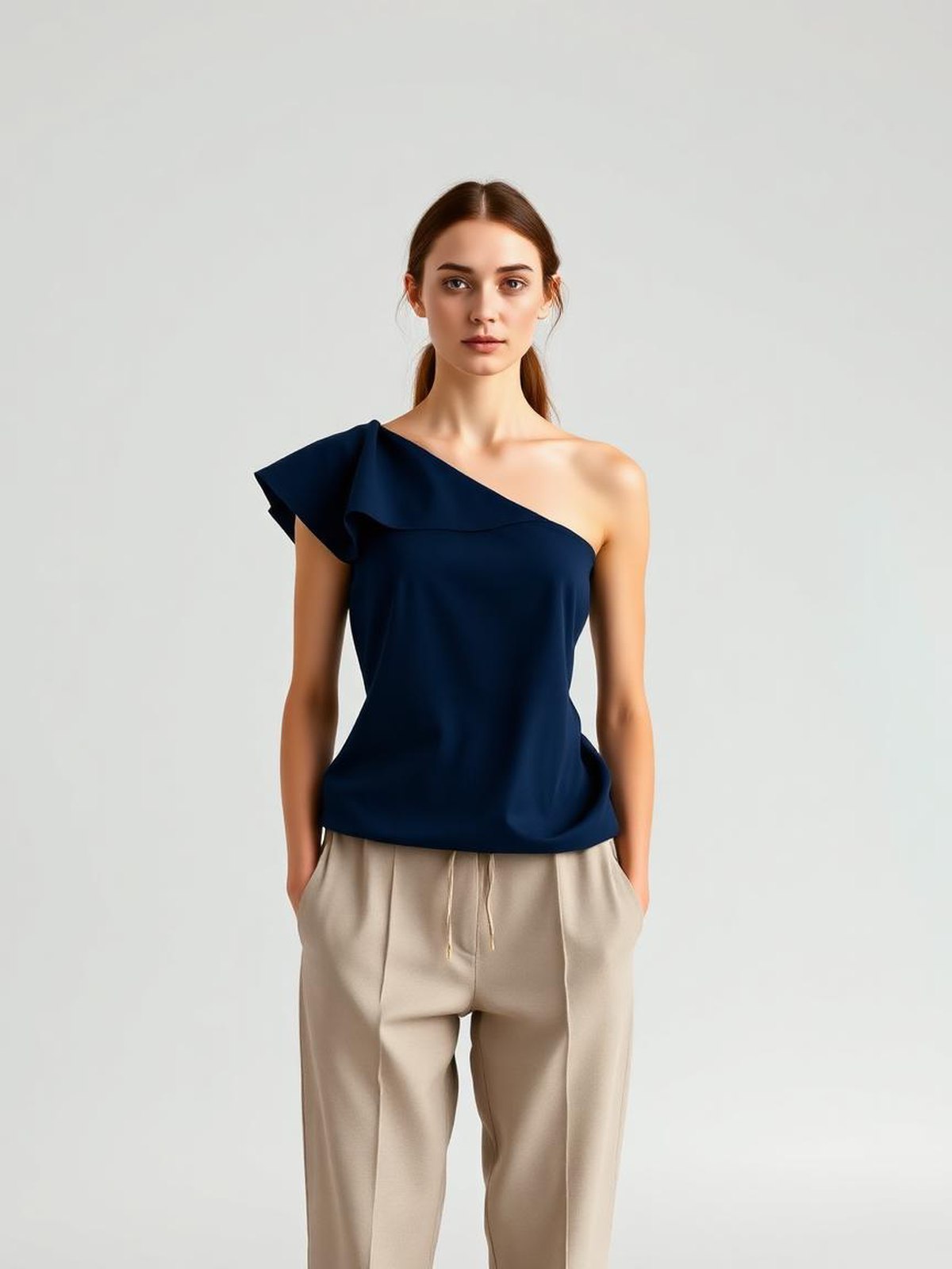 Structured Shoulder Top — Navy