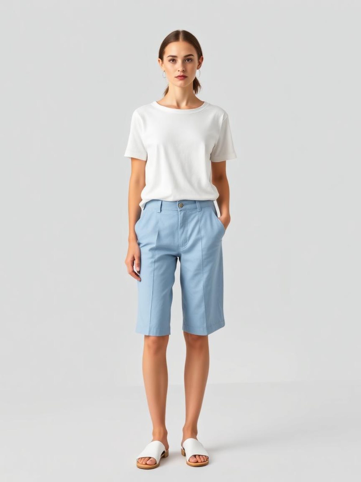Tailored City Shorts — Light Blue