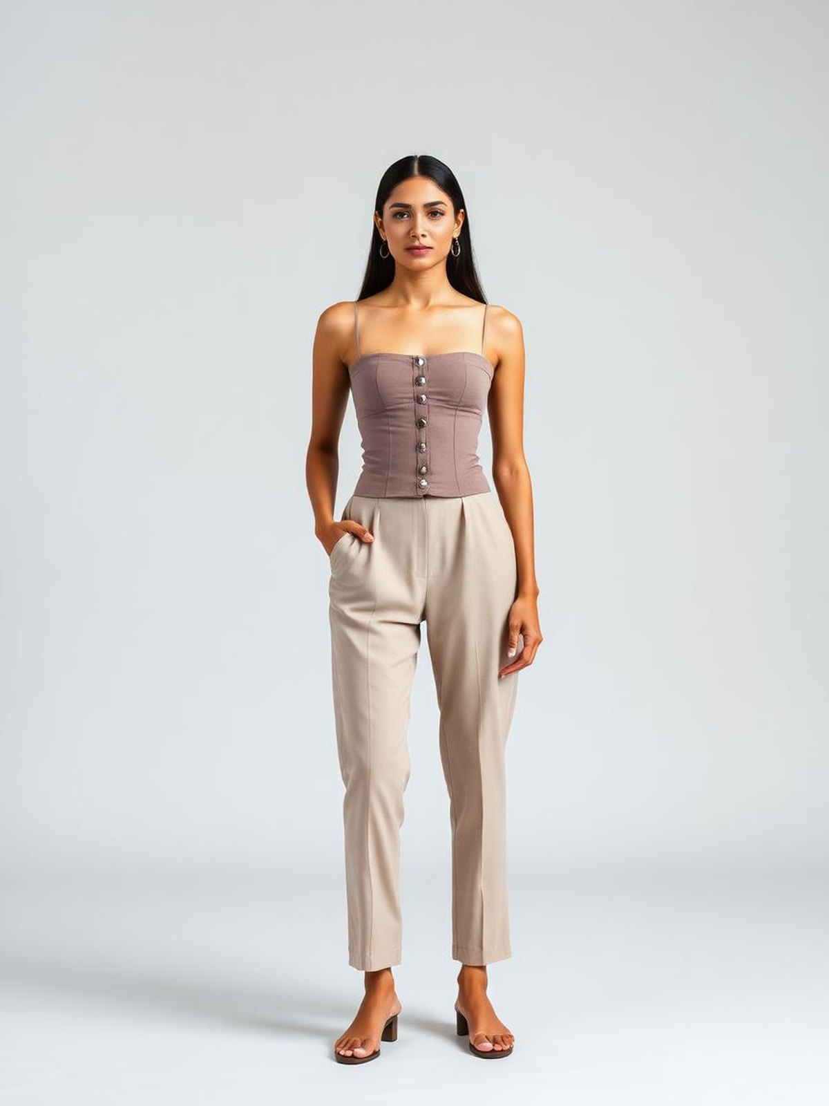 Taupe Corset-Style Top — Taupe