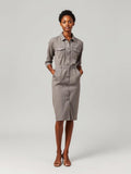 Taupe Denim Button-Front Dress