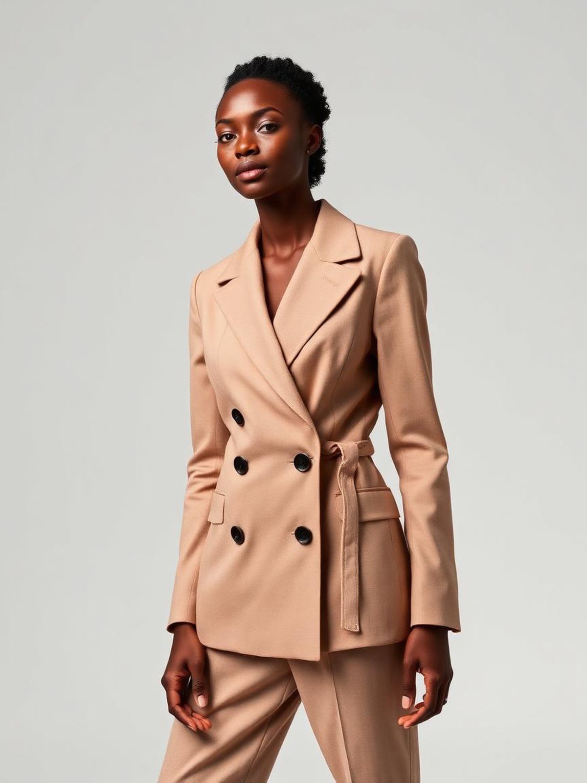 Taupe Double Breasted Blazer