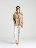 Taupe Linen Camp Shirt