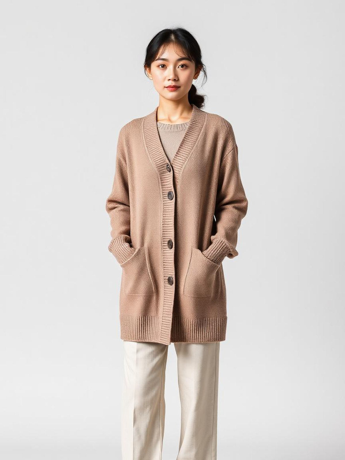 Taupe Longline Knit Coatigan — Taupe