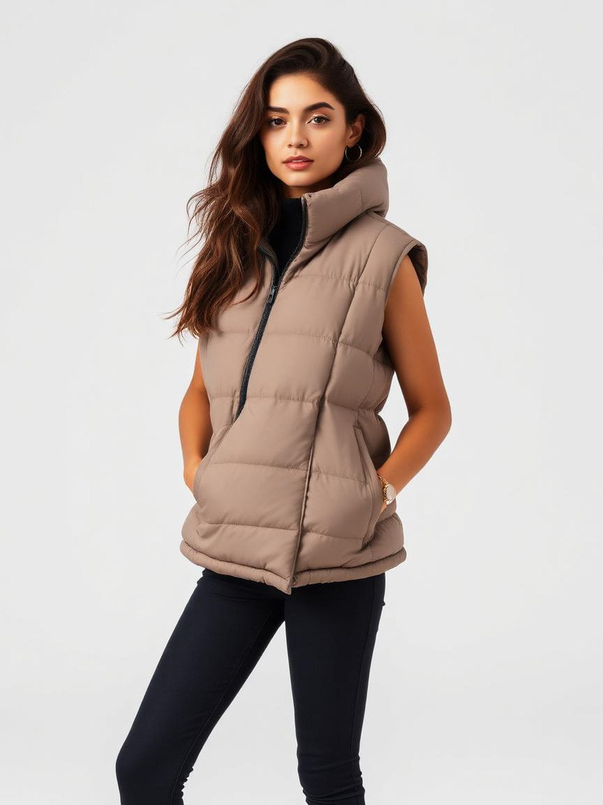 Taupe Puffer Vest