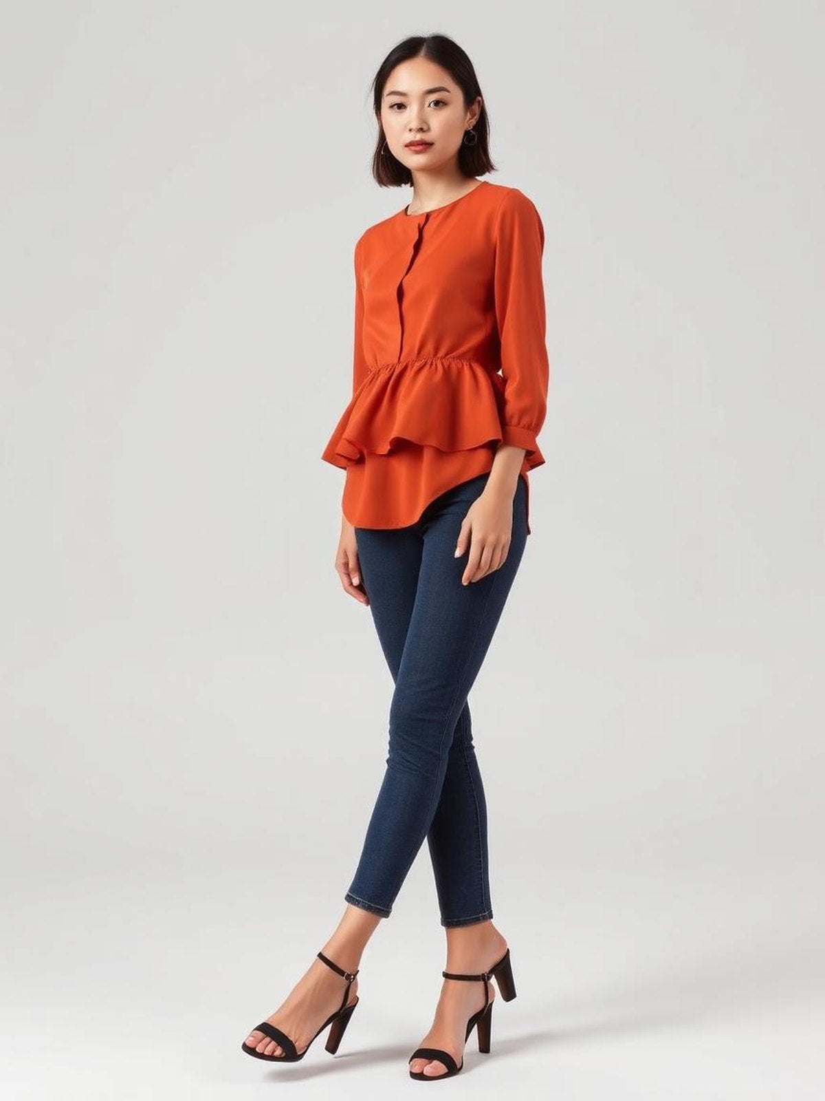 Terracotta Peplum Blouse