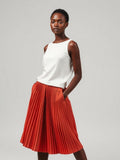 Terracotta Pleated Midi Skirt