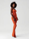 Terracotta Ribbed Flare Leggings