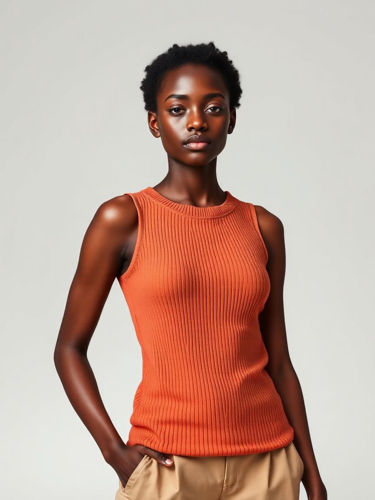 Terracotta Ribbed Tank Top