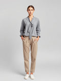 Tie-Front Blouse — Grey