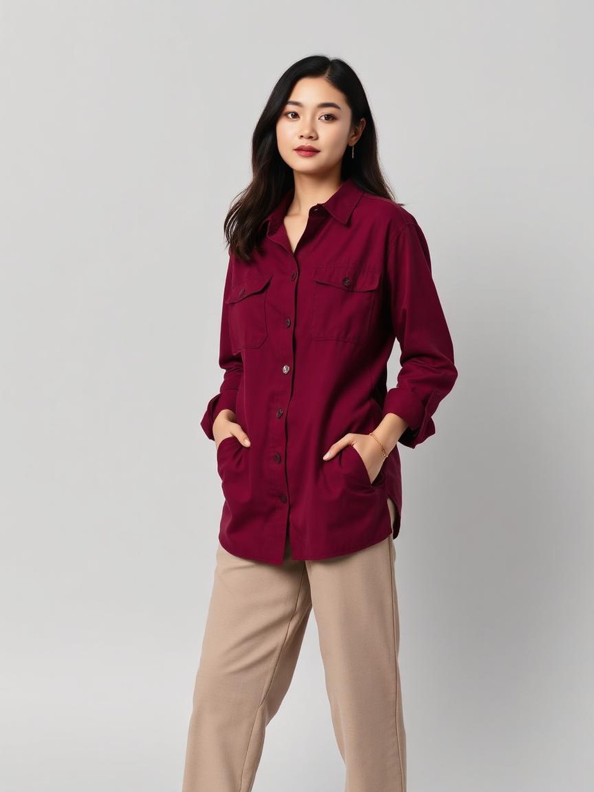 Utility Overshirt — Burgundy