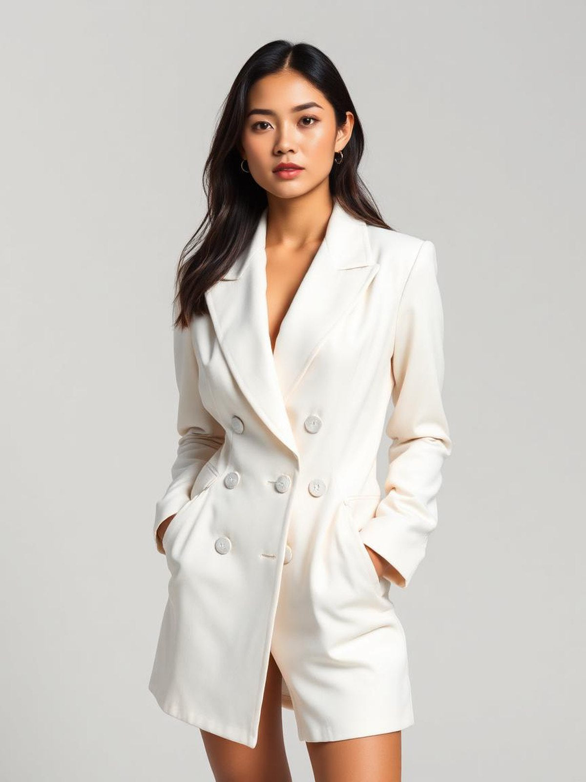 White Double Breasted Blazer