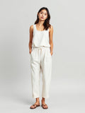 White Linen Drawstring Trousers