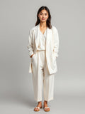 White Linen Relaxed Blazer — White