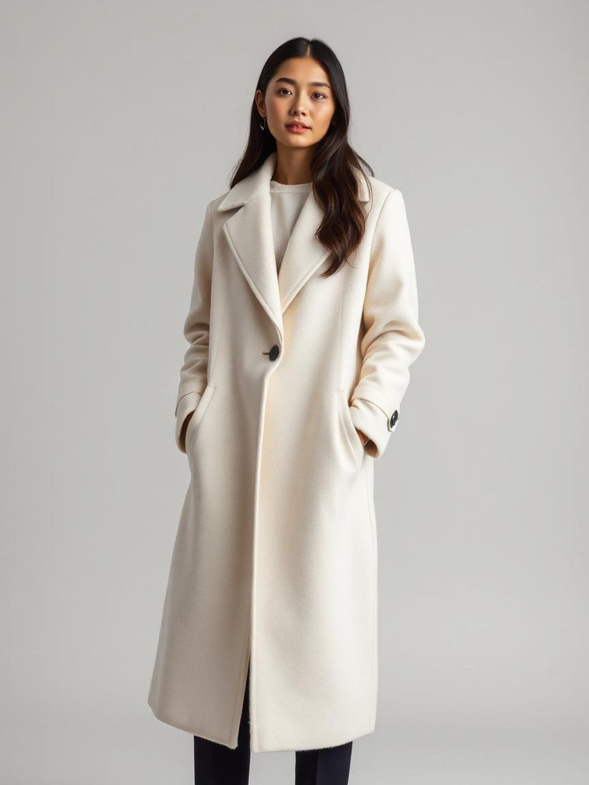 White Longline Wool Coat