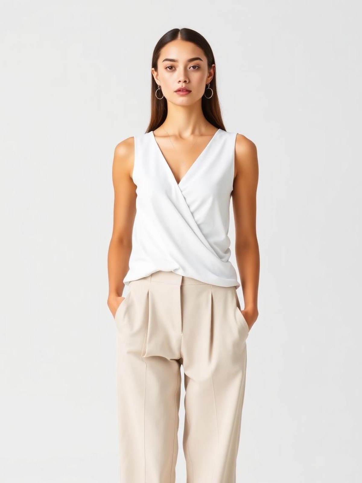 White Wrap Front Top — White