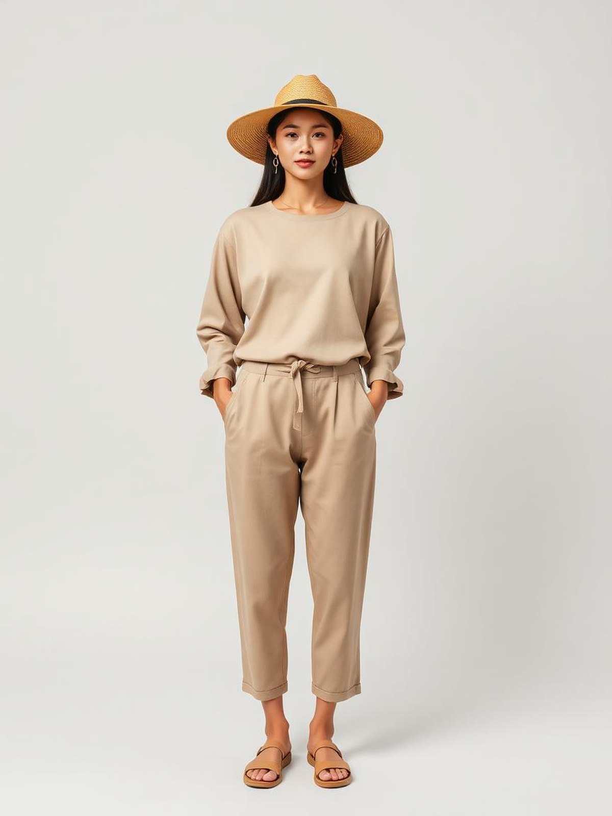 Wide Brim Straw Hat — Camel