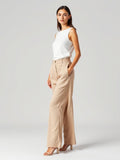 Wide-Leg Trousers — Beige