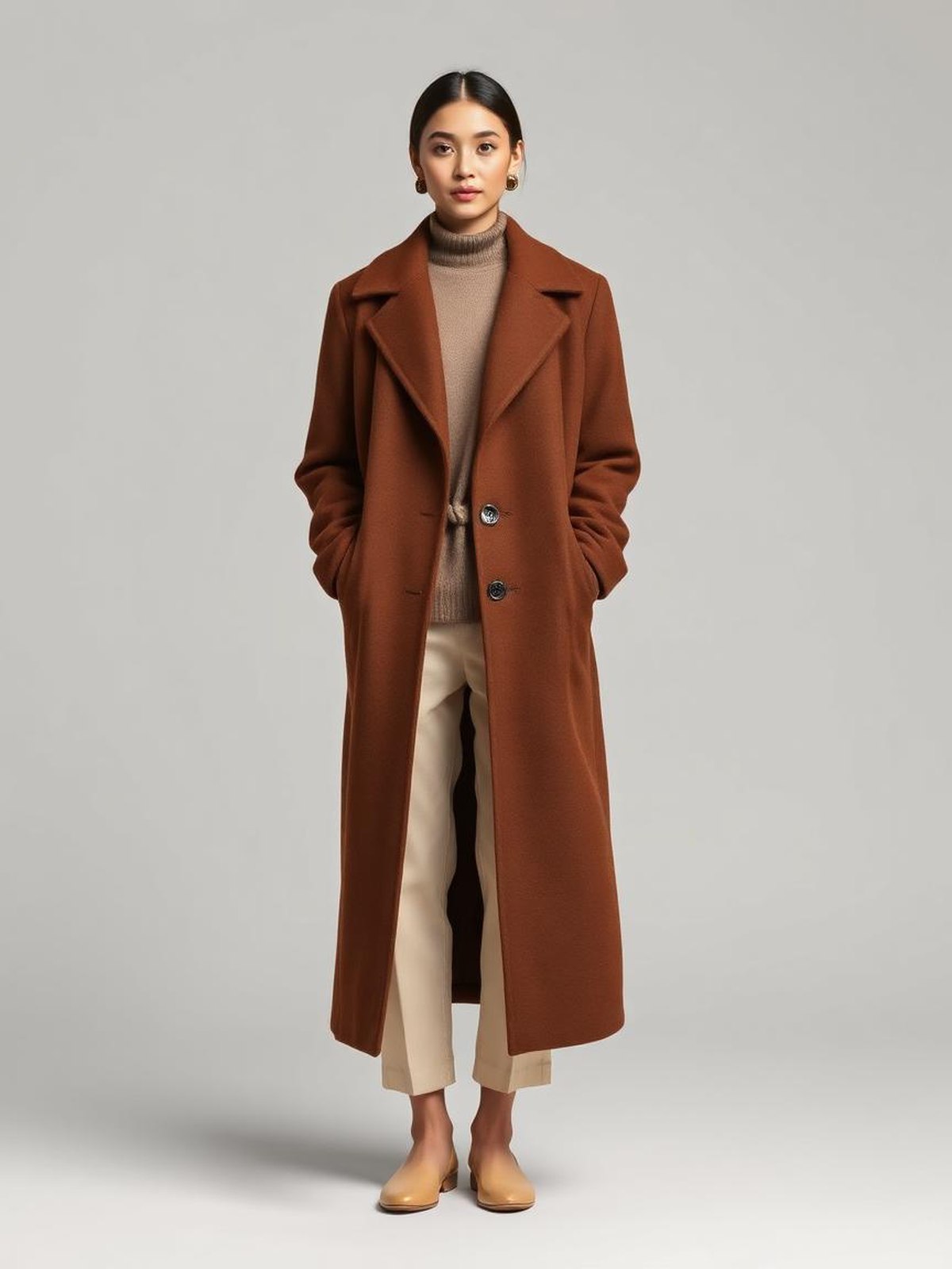Wool Blend Overcoat — Brown