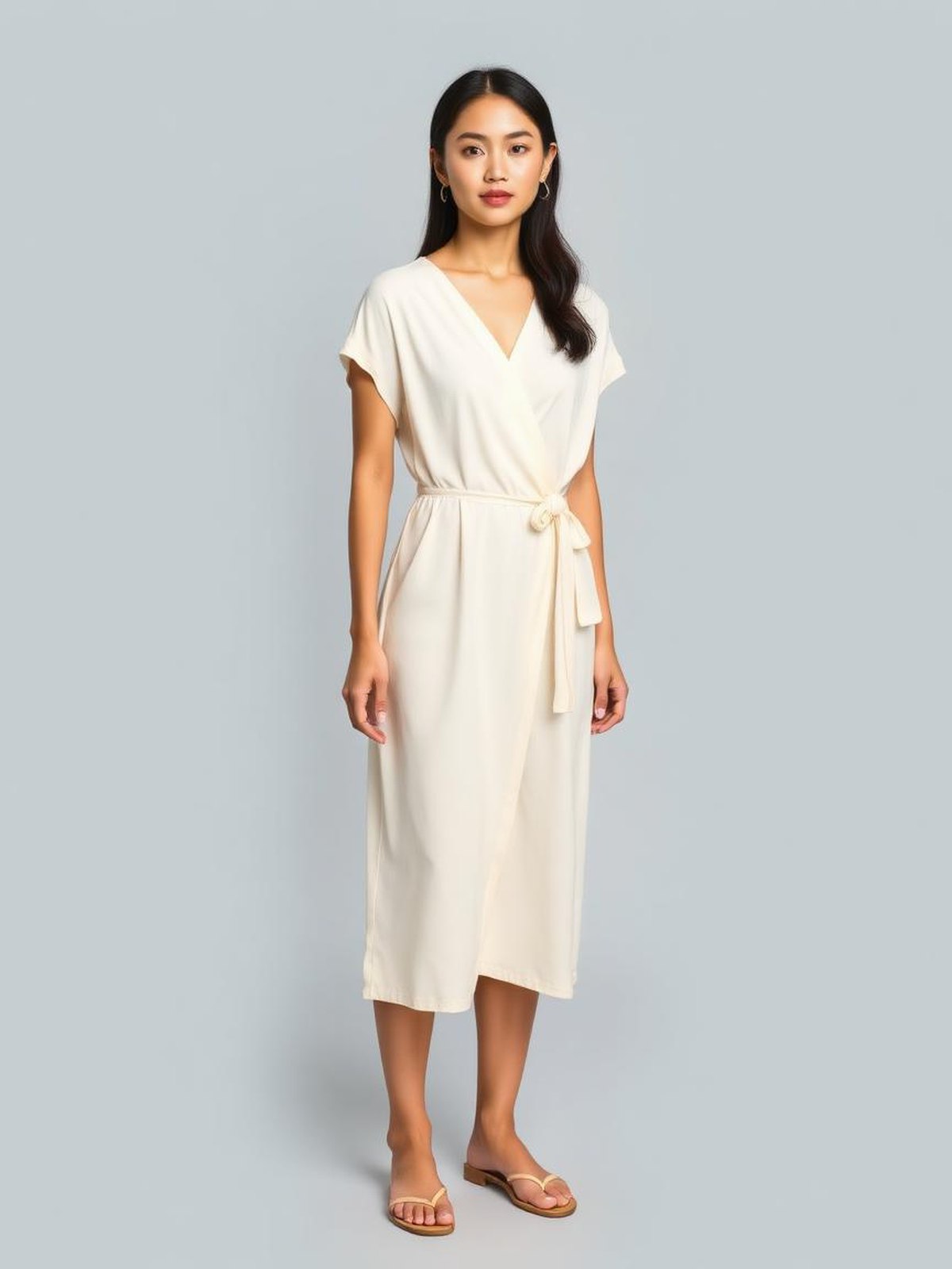 Wrap Jersey Dress — Cream