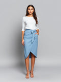 Wrap Midi Skirt — Light Blue